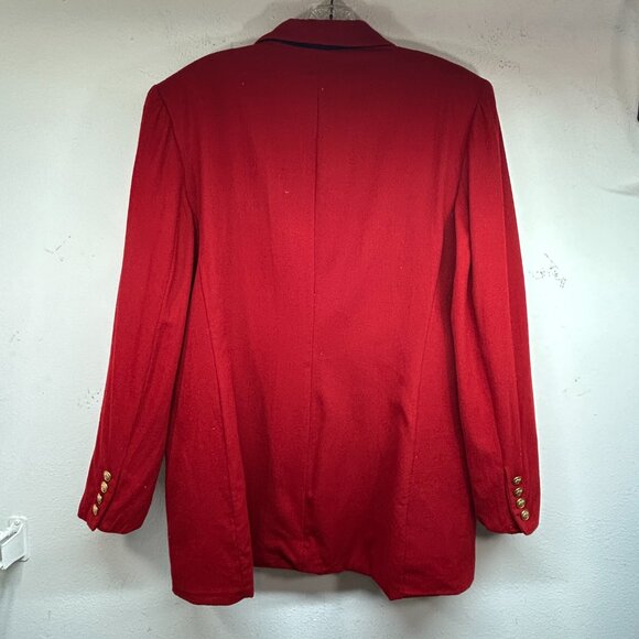 Vintage Lauren Ralph Lauren METAL CREST Logo Wool Blazer Womens 12 red jacket - Picture 6 of 13